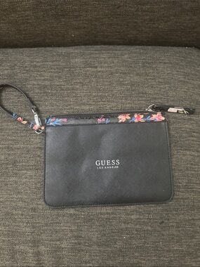 GUESS Black Wristlet with Multicolor Floral Accent